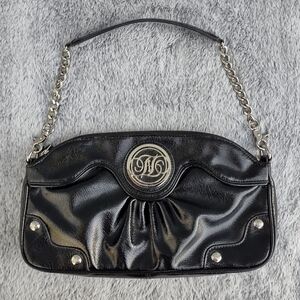Fabulosity Black Faux Leather Shoulder Bag Clutch
